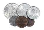 348 :: Índia - 6 moedas, 2 tang, 1/4, 1 Rupia, 30, 60 c, 1$ 1934-59 CN. BR. ALP. 2 tangas 1934, 1/4, 1 Rupia 1952, 30 c 1958, 60 c 1959, 1$00 1958. Gomes 04.01, 06.02, 12.01, 14.01, 15.02, 16.