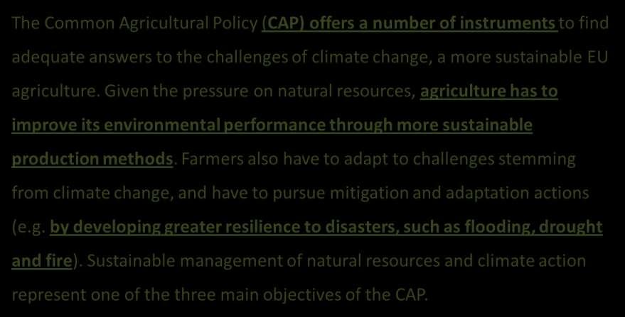 A PAC, a Agricultura Sustentável e as Alterações Climáticas fact-sheet "EU agriculture and climate