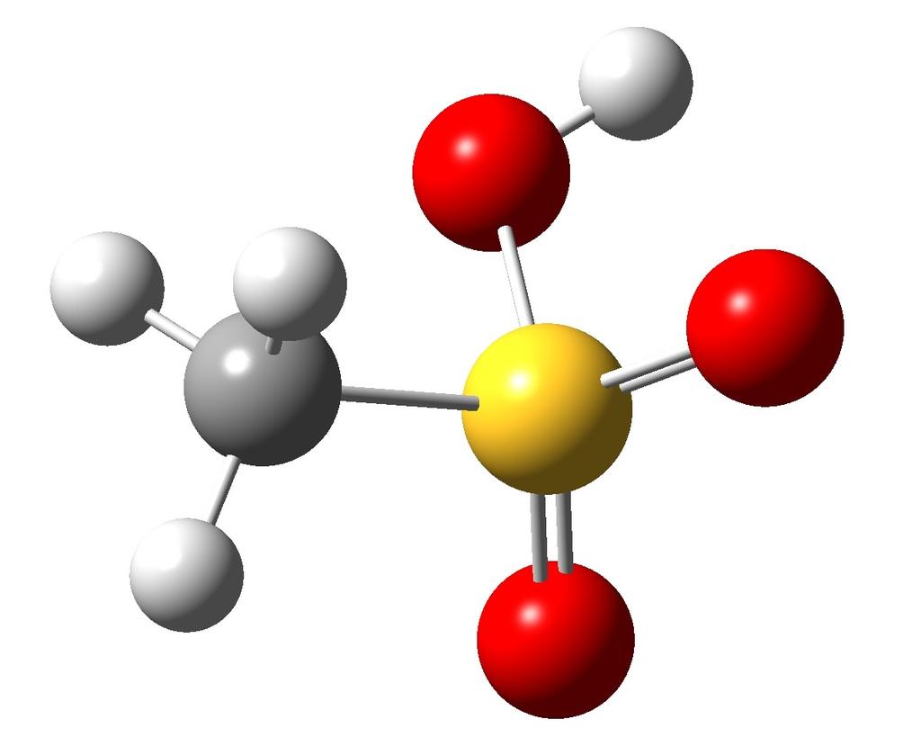 de interesse atmosférico contendo enxofre como ácido metanosulfínico (CH 3 SO 2 H - MSIA) (fig.1.4[a]) e ácido metanosulfônico (CH 3 SO 3 H - MSA) (fig.1.4[b]), para observar se eles participam na formação dos aerossóis atmosféricos.
