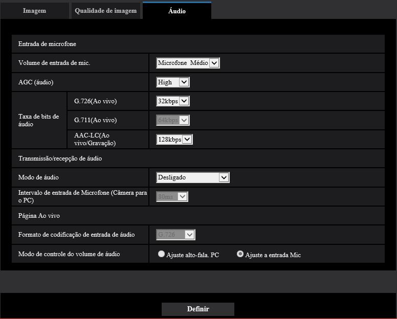 2.5.5 Configuração dos ajustes relativos ao áudio [Áudio] X8570N Clique na guia [Áudio] na página Imagem/Áudio.