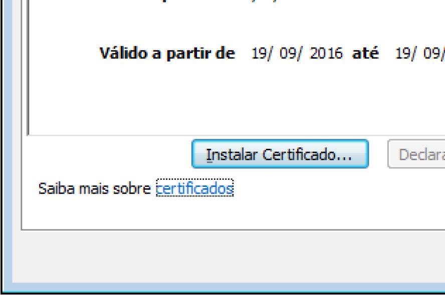 4. A janela de Certificado é