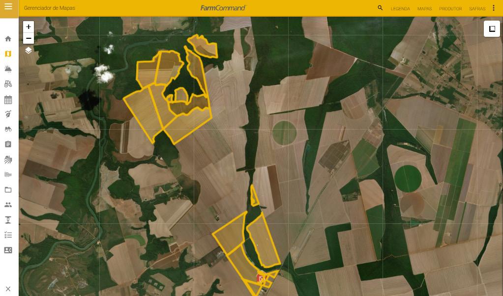 MAPAS Você pode gerenciar e visualizar sua fazenda através do Gerenciados de Mapas.