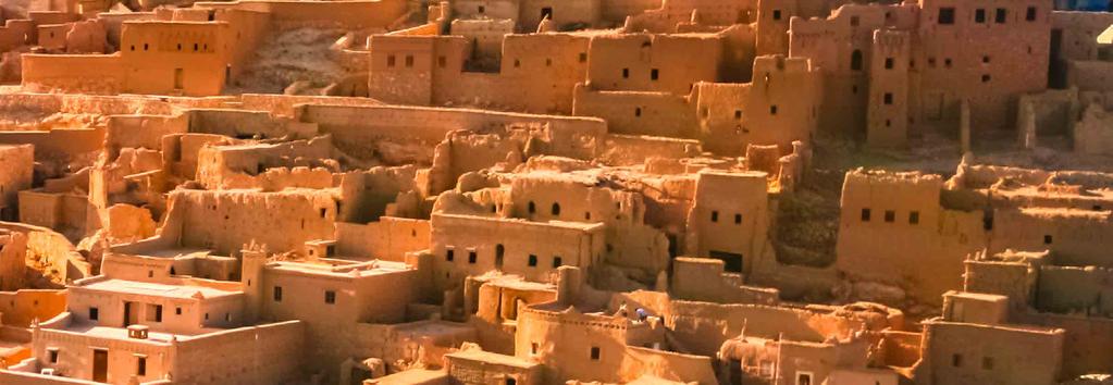 Kasbah Ait Ben Haddou foud no limite do grande deserto do Saara.