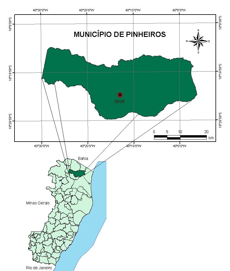 51 longitude 40 12 55 W, com uma altitude de 120 m, possuindo uma área territorial de 970,85 Km 2 e distante 286 km da capital do Estado (A GAZETA, 2005). Figura 4.