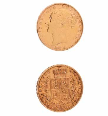 313 - Moeda de D. Luiz (1861-1889) Moeda 2 000 réis- Meia Coroa em ouro 0.916,6 de 1887, eixo horizontal. BC. Peso aprox.: 8,84grs. Dim: 2,3cm. BASE: 150 314 - Moeda de D.