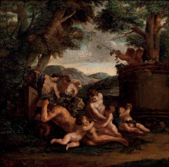 XVII - Par de cenas alegóricas Par de óleos sobre madeira,