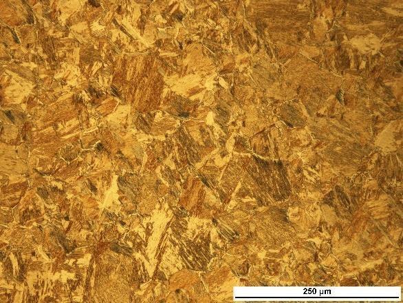 Para o tratamento de têmpera à salmoura e água é possível observar, na figura 6. Figura 6 (a) Têmpera à salmoura; (b) Têmpera à água, ambas ampliações de 200x.