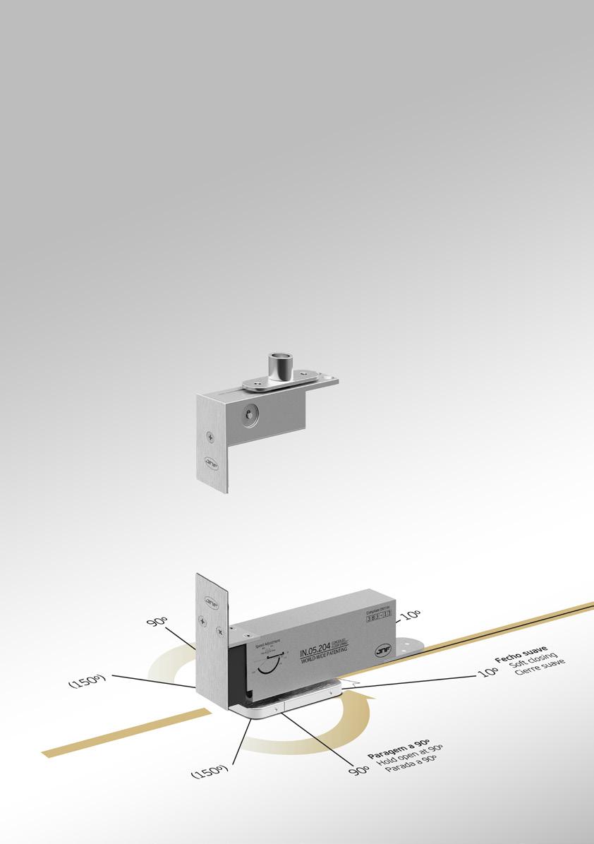 62 ALWAYS 63 W SYSTEM HYDRAULIC PIVOT FOR WOODEN DOORS PATENT PENDING JNF 1000 KG 100 DDA EASY INSTALL ±3mm STOP 90º IN.05.