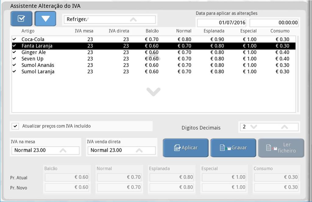 Plugin Alterações de IVA Novidade: A Ferramenta de alterações de IVA é um plugin de apoio que permite alterar as taxas de IVA na mesa ou de venda direta dos artigos da base de dados.