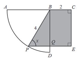 2. Relativamente à figura, sabe-se que: O ponto B pertence ao segmento de reta [AC] Os pontos A e D pertencem à circunferência que tem centro no ponto B e raio igual a 4 O segmento de reta [BD] é