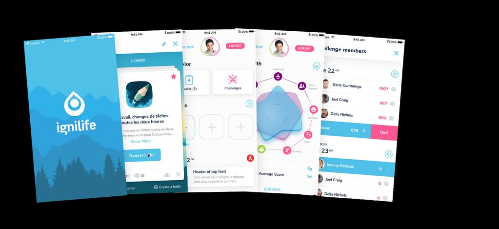 Uma plataforma SaaS inteligente DESCUBRA A SOLUÇÃO DE PREVENÇÃO SAÚDE IGNILIFE Ignilife Inspire e motive seus funcionários a cuidarem da saúde e estilo de vida com um aplicativo.