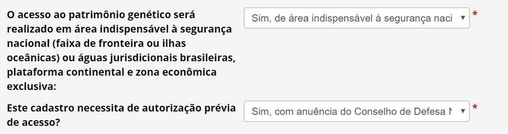 Caso seja indicada a necessidade de anuência do Comando da Marinha, serão requeridas as seguintes informações adicionais relacionadas à expedição: período da expedição, limite das áreas marítimas