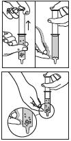 Passo 2. Mover quaisquer bolhas para a ponta da seringa a. Segure a seringa com a ponta virada para cima. b. Bata levemente na seringa com a outra mão.