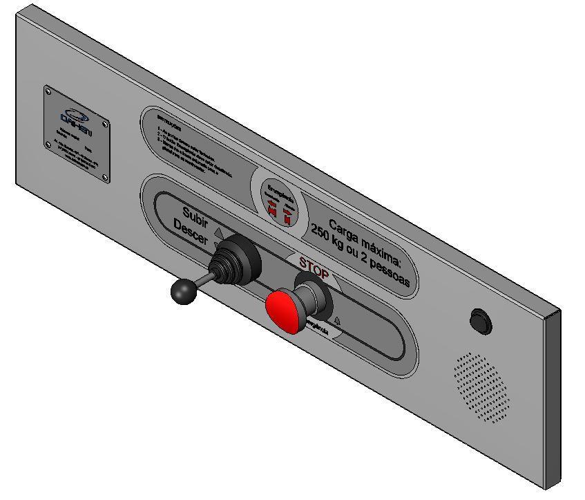 Através de Acionamento do Tipo Alavanca - Joysticks Em alguns modelos de Plataforma Elevatória AC02, o Painel de Comando pode vir equipado com um acionamento do tipo alavanca, comumente