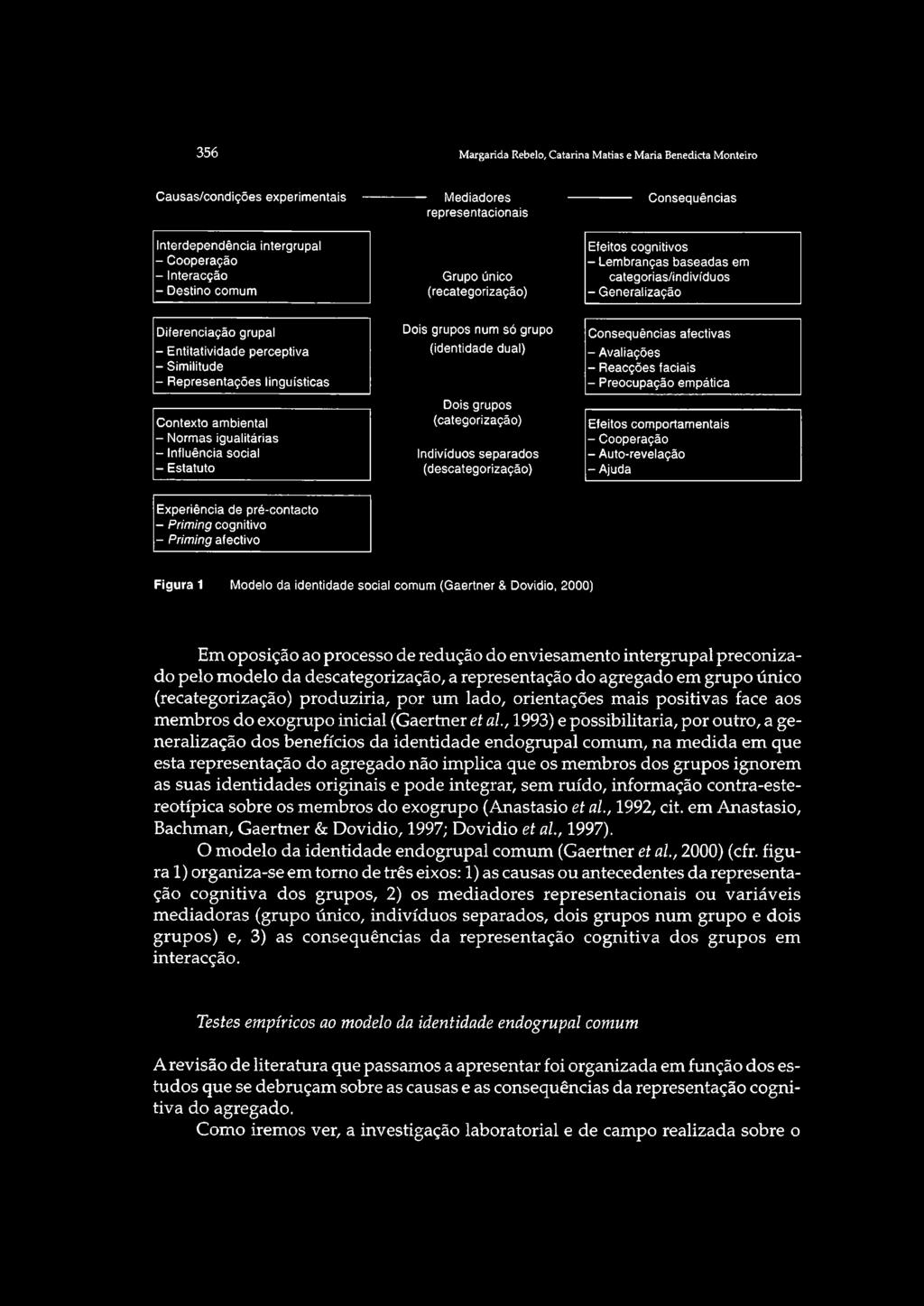 Consequências afectivas - Entitatividade perceptiva (identidade dual) - Avaliações - Similitude - Reacções faciais - Representações linguísticas - Preocupação empática Dois grupos Contexto ambiental