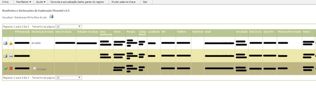 declarações de pinha antecedentes.