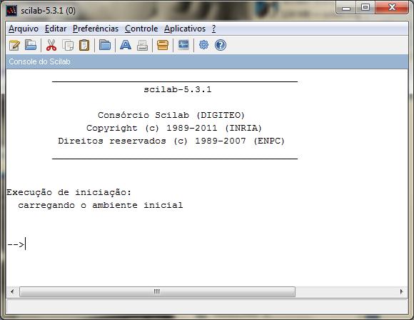 UFMG DCC001 2011-2 13 Tela Inicial Scilab Barra de