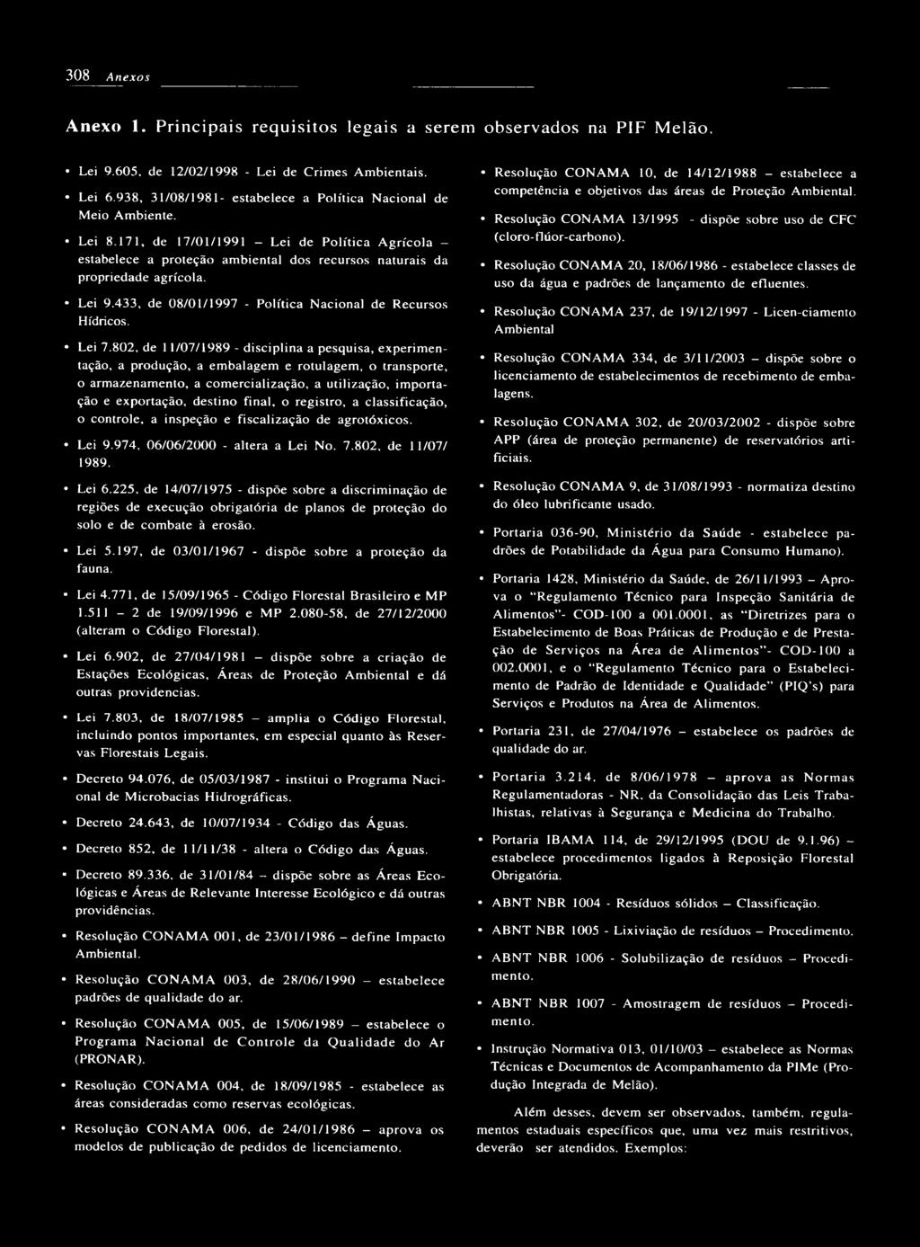 Lei 9.433, de 08/01/1997 - Política Nacional de Recursos Hídricos. Lei 7.