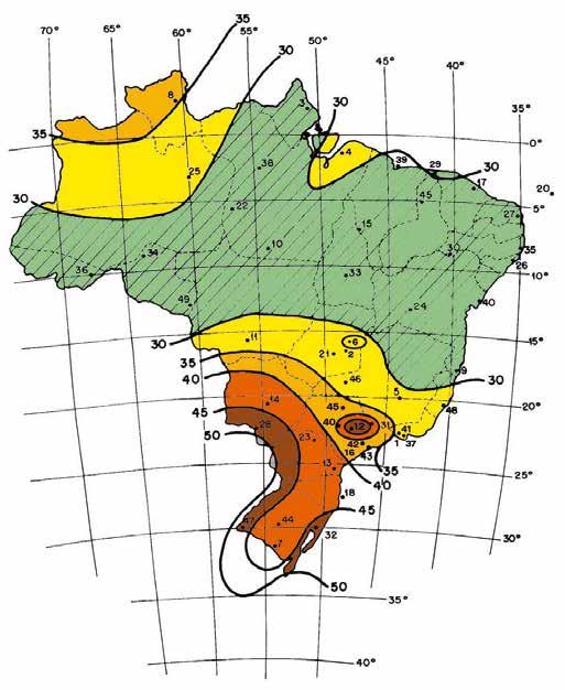 LEGENDA Região I (30 m/s) Região II (35 m/s) Região III (40 m/s) Região IV (45 m/s) Região V (50 m/s) As informações contidas neste catálogo são de propriedade da OLGA COLOR, e estão sujeitas a