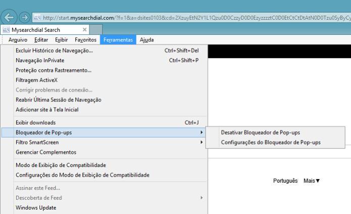 a. Internet Explorer Passo 1. Aperte a tecla "ALT" no teclado para abrir o menu do Internet Explorer. Clique em "Ferramentas" e mova o cursor do mouse para "Bloqueador de pop-ups".