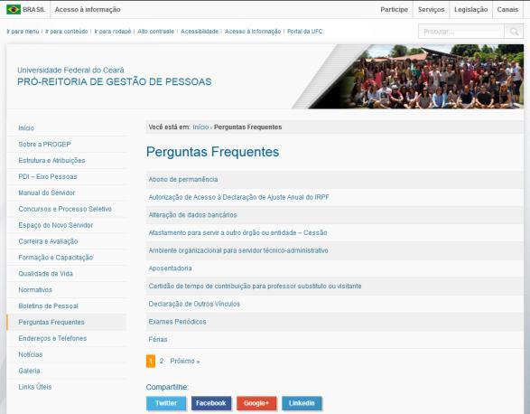 Acessar o site da Progep: www.