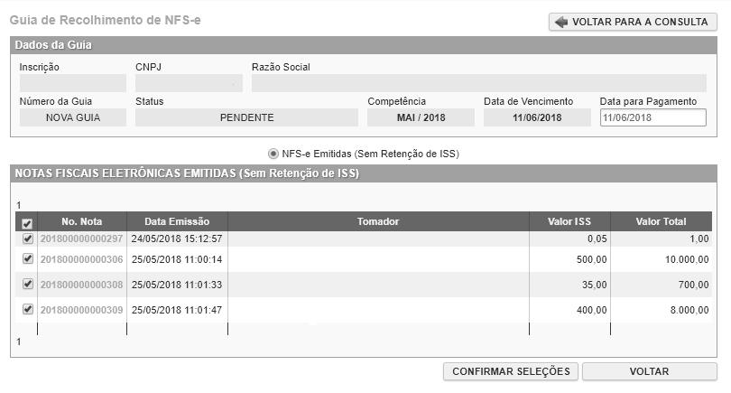 Página 79 de 97 Todas as NFS-e do mês de incidência selecionadas e que foram emitidas até o momento da solicitação de emissão da guia de recolhimento (exceto as selecionadas em outra guia anterior)