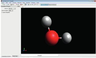 Figura 14 - Uma molécula de água representada pelo software Avogadro.