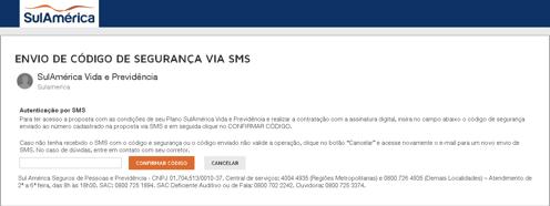 25 Com o código encaminhado ao número de celular, o cliente deverá inseri-lo no campo indicado e clicar no botão CONFIRMAR CÓDIGO.