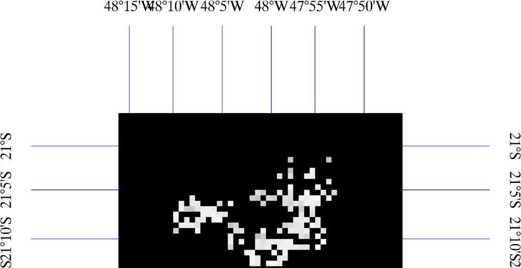 Os itens (a), (b) e (c) representam respectivamente, o mapeamento das áreas de cana-de-açúcar da safra 24/25 para Sertãozinho (imagem LANDSAT) e os pixels utilizados na análise. 2.5 Perfil Temporal dos Municípios A partir do item 2.