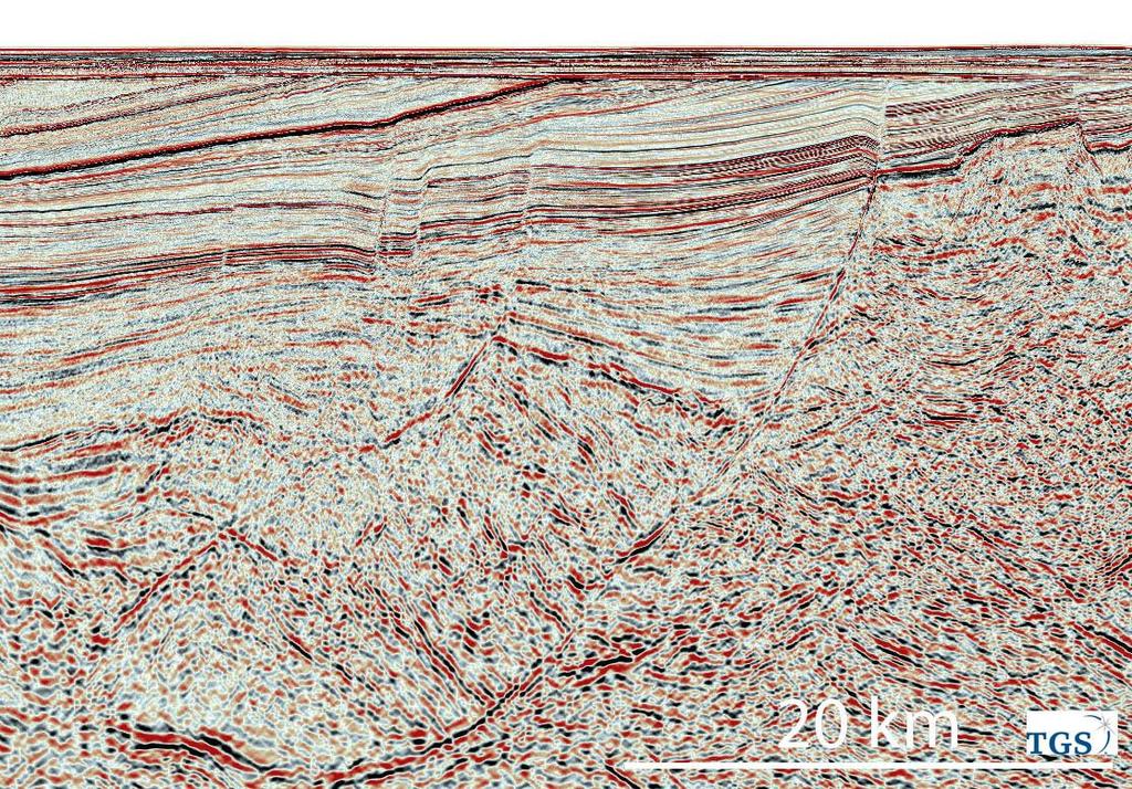 Seismic line, showing fault with up to