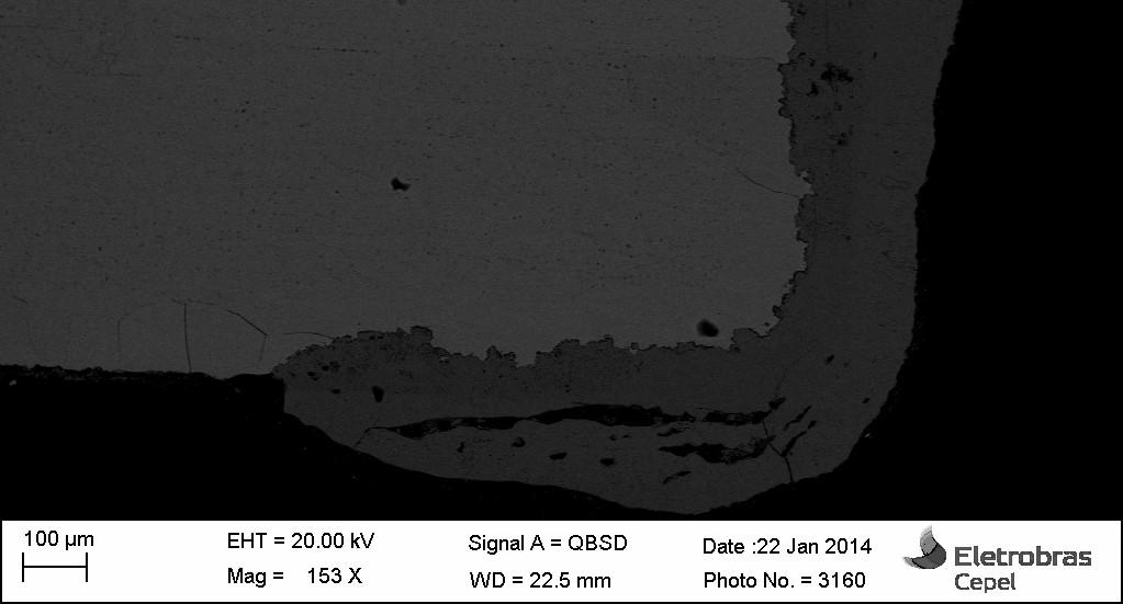 Figura 33 - Micrografia eletrônica de varredura do aço AISI 430 envelhecido.