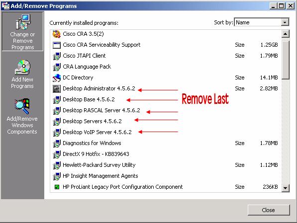 15. Recarregue o servidor CRS. 16. Execute o instalador CRS completo a fim reinstalar o software de desktop. 17.