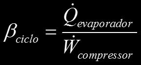 Exercício 02 Coeficiente de desempenho do ciclo 1ª Lei para o evaporador: