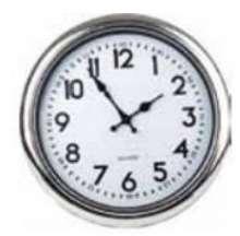 9. (UNESP 2014 meio de ano) A figura mostra um relógio de parede, com 40 cm de diâmetro externo, marcando 1 hora e 54 minutos.
