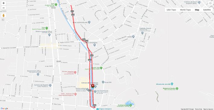 ART. 3º PROVA DE 9 KM (duas voltas) Largada e chegada: CÂMARA MUNICIPAL DE JOINVILLE - Av. Hermann August Lepper, 1100. Seguindo pela Av. Hermann August Lepper, Av. José Vieira (sul), Av.