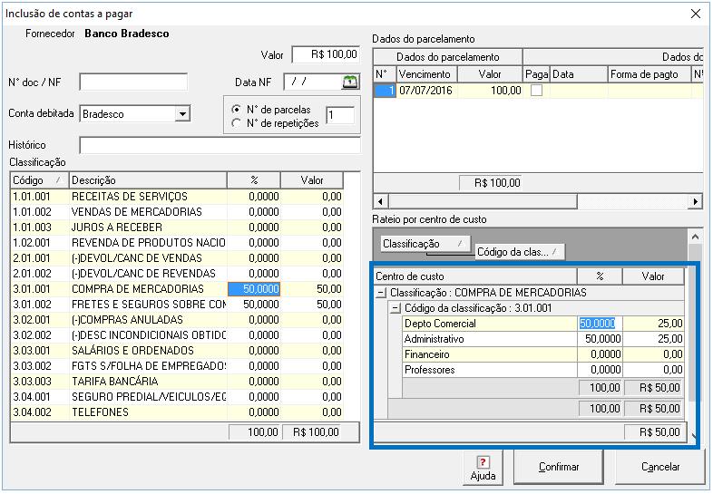 Filtro É possível listar contas com as mesmas características