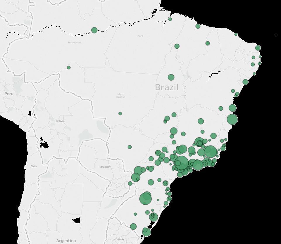 Amparo (SP) +3433% Muriae (MG) +2650% Erechim (RS) +2533% Porto Seguro (BA) +1967% Angra dos Reis (RJ) +1867% Ribeirão das Neves