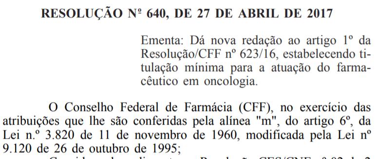 CFF RESOLUÇÃO Nº