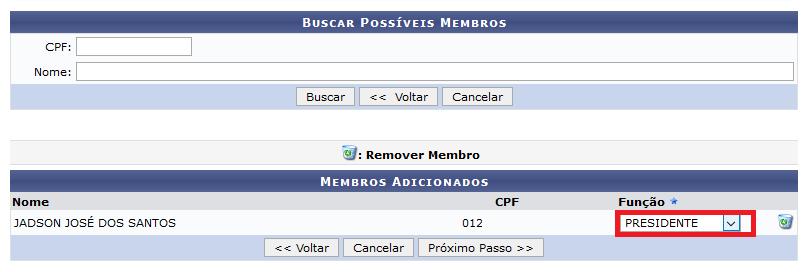 SigEleição Cadastro de Eleições 4o Passo: Escolha dos Membros da