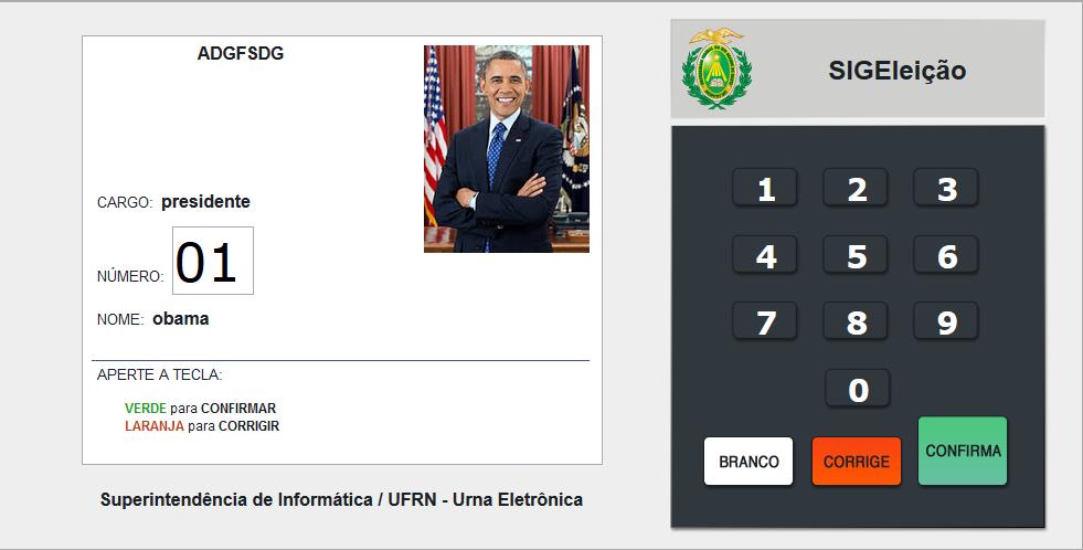 SigEleição - Votar Tela parecida com a urna eleitoral