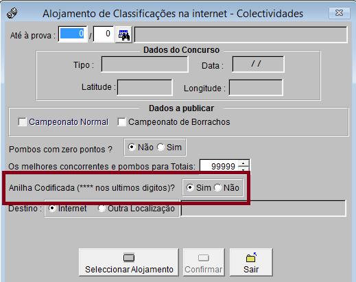 3 Codificação de anilha nas classificações na internet A opção de envio de classificações para Internet permite agora enviar anilha codificada para a Internet: 4
