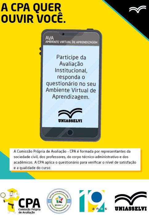 De 3/9 a 6/10 está aberto o período de Avaliação Institucional.