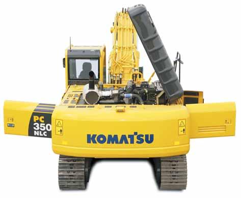 PC350-8 E SCAVADORA HIDRÁULICA CARACTERÍSTICAS DE MANUTENÇÃO Manutenção simples A Komatsu concebeu a PC350-8 pensando no acesso fácil ao