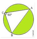 17) Na figura a seguir CA = 80 m e CB = 60 m. Calcule a área hachurada.