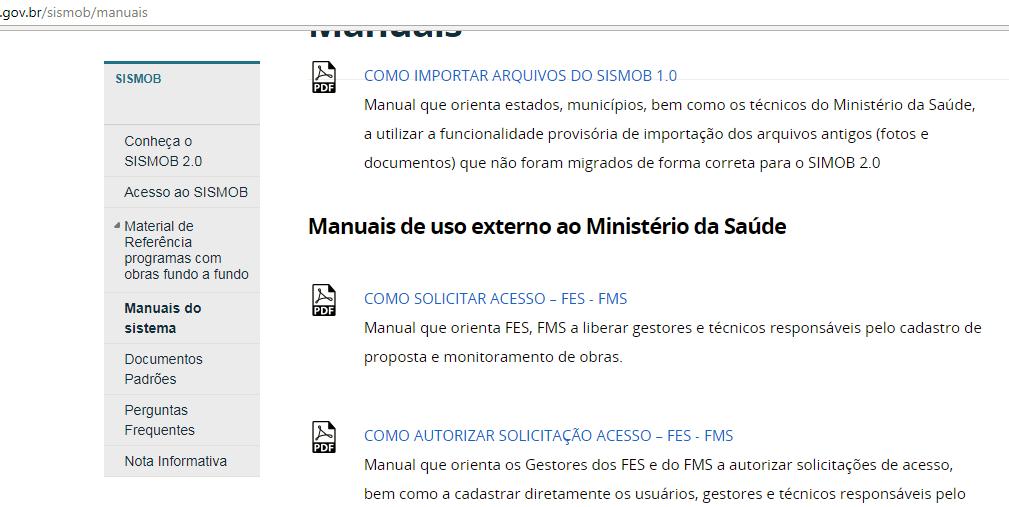 Manuais SISMOB 2.0 http://portalms.saude.gov.