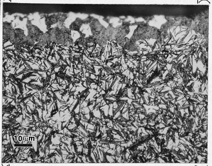 (note patches of ferrite and pearlite); below this zone is