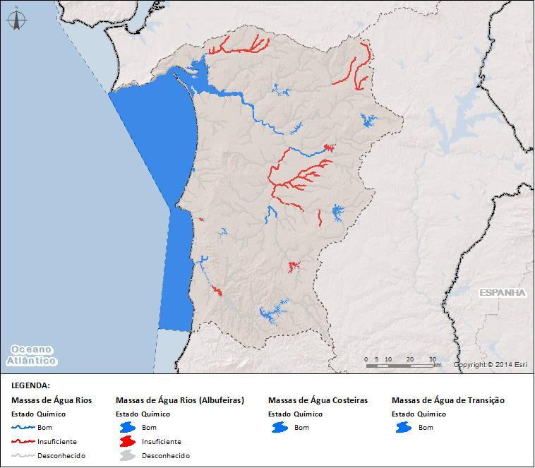 Águas costeiras Águas de transição Rios Figura 5.3 - Classificação do estado químico das massas de água superficiais na RH6 O Quadro 5.