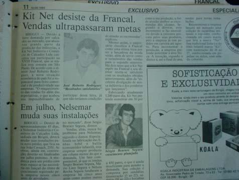 59 Figura 2.6 Notícia sobre a desistência da empresa Kit Net em participar da Francal em 1986. Fonte: J E de 10/06/1986.