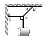 4) O sistema da figura abaixo está em equilíbrio. Se o peso equilibrado é de 600 N, determine o valor da tração nos fios AC e AB. (Considere sen = 0,6 e cos = 0,8).