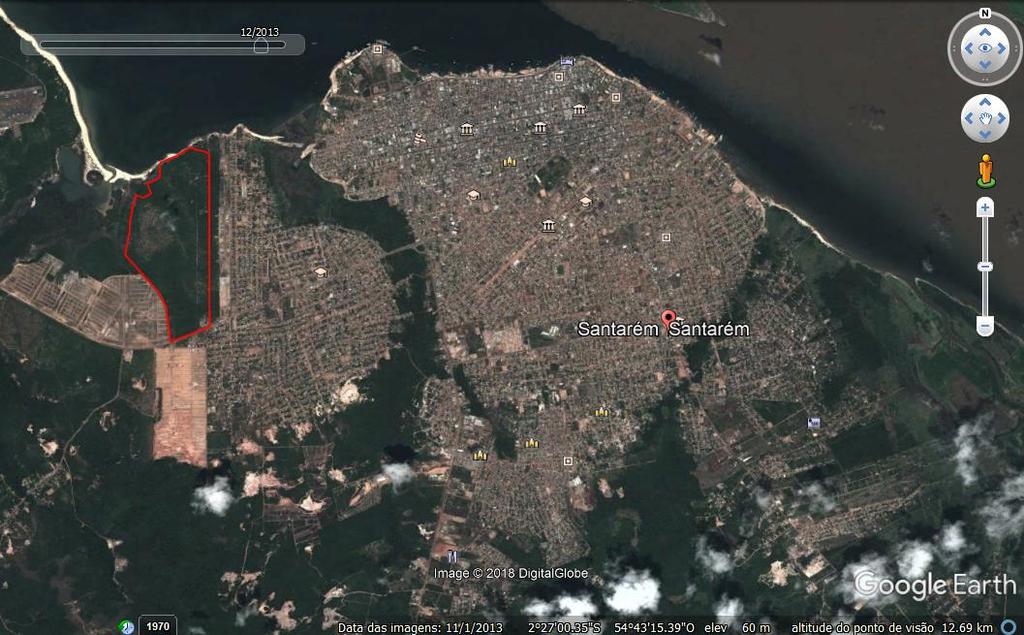 Figura 4: Imagem do município de Santarém em novembro de 2013 B A C Fonte: Google Earth /2013 (adaptação do autor).